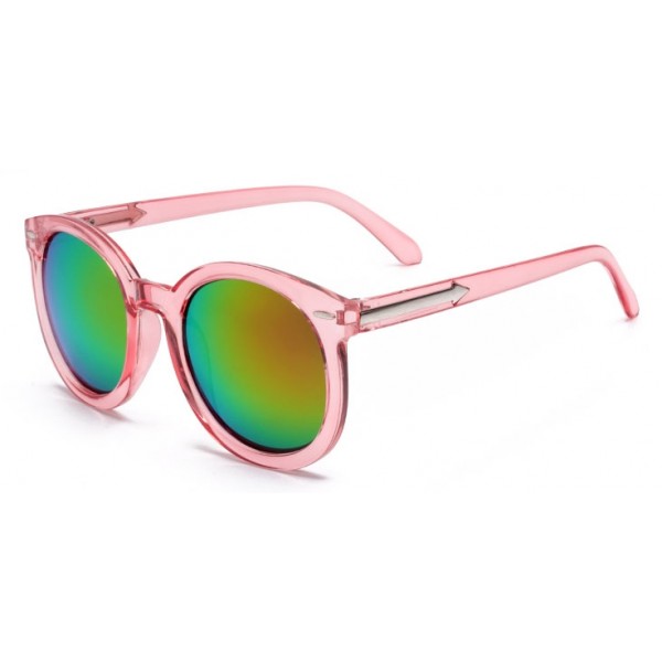 Pink Round Arrow Arm Mirror Polarized Lens Sunglasses
